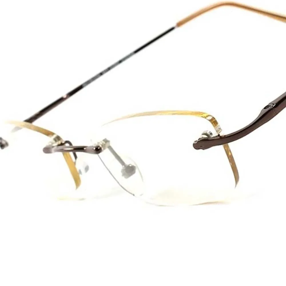 Light Brown Tint Stylish Rectangle Mens Womens Frameless Sunglasses